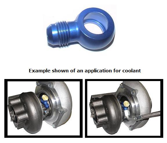 ALUM Banjo Fitting, 14mm hole (for 14mm bolt) with -6 AN male flare.